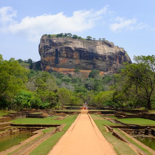 The Sigiriya rock fortress rising from the jungle in central Sri Lanka